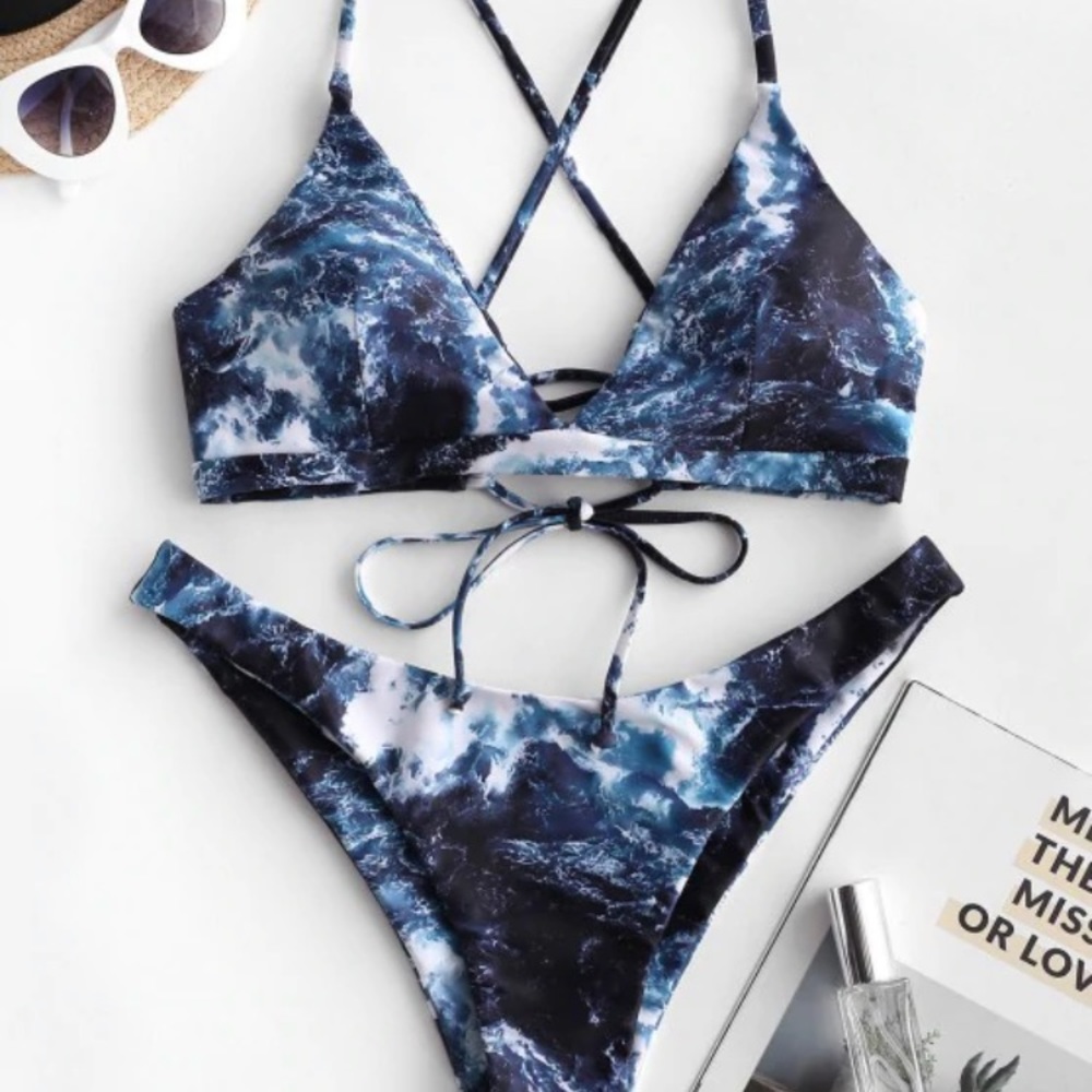 Blue marble bikini
